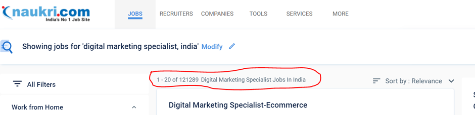 naukri.com job portal in India)