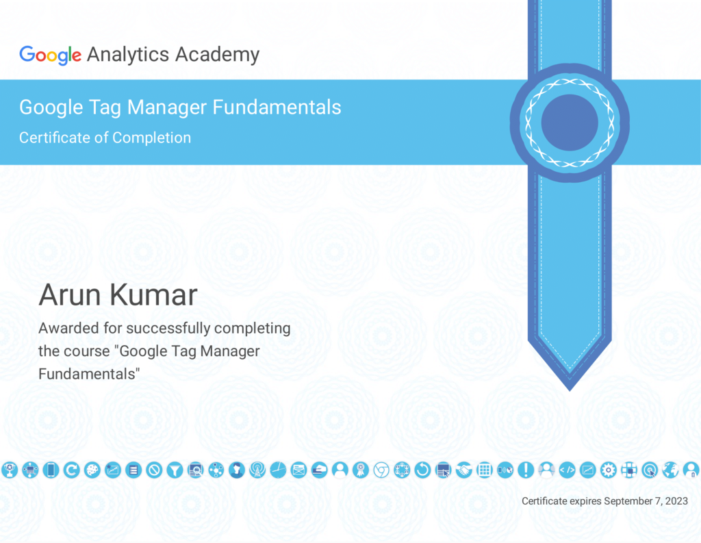Google Tag Manager Certificate by Google