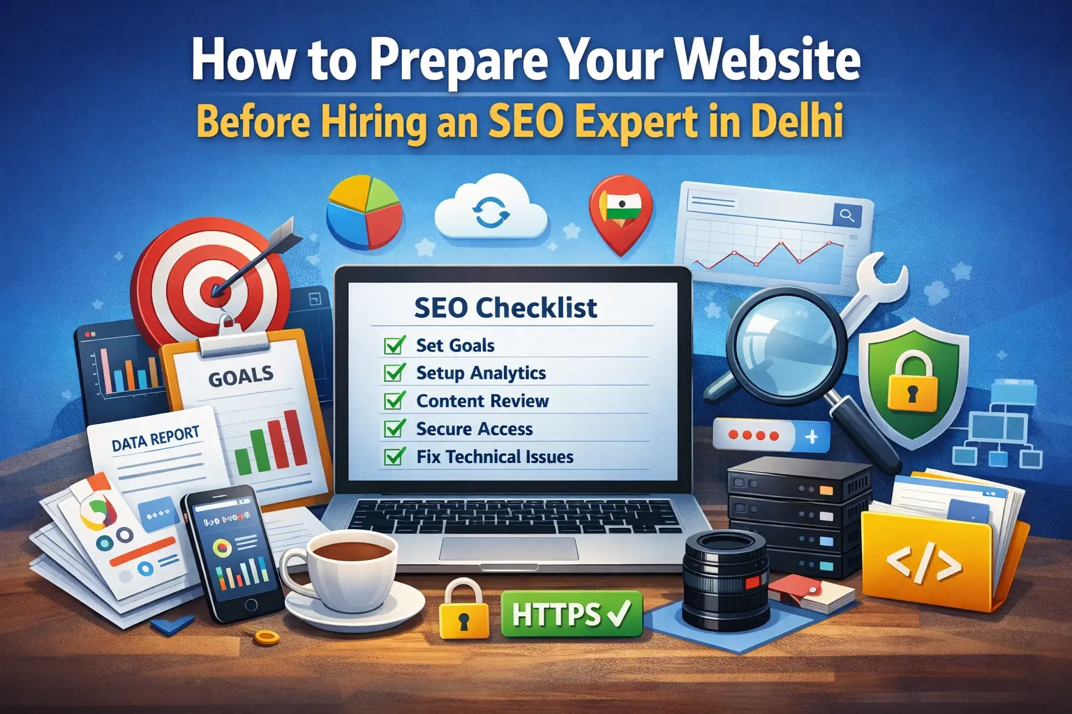 how to prepare your website before hiring an SEO expert in Delhi including goals, analytics setup, content review, and technical SEO