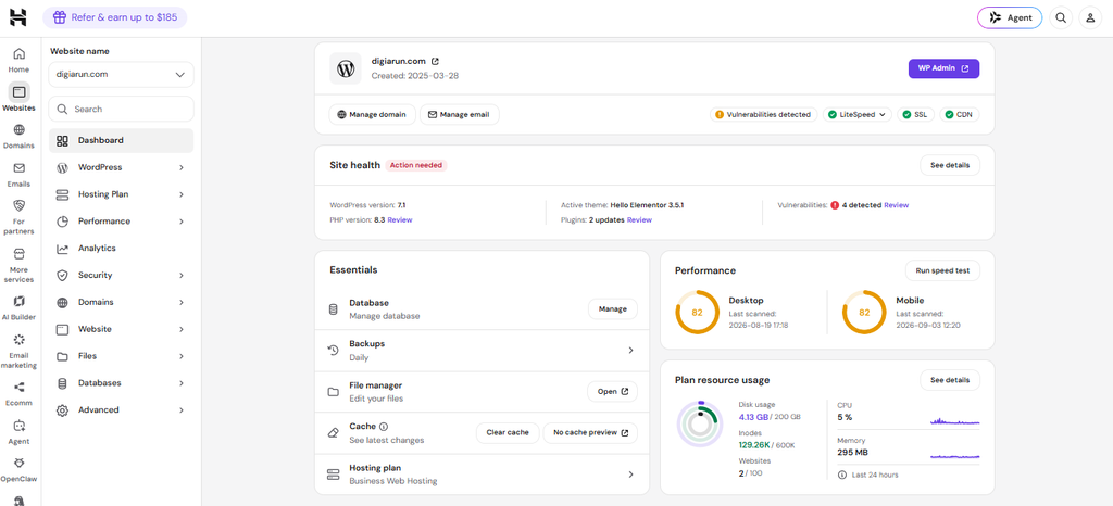 Hostinger hPanel